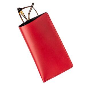 Red Authentic Deer Leather Glasses Case